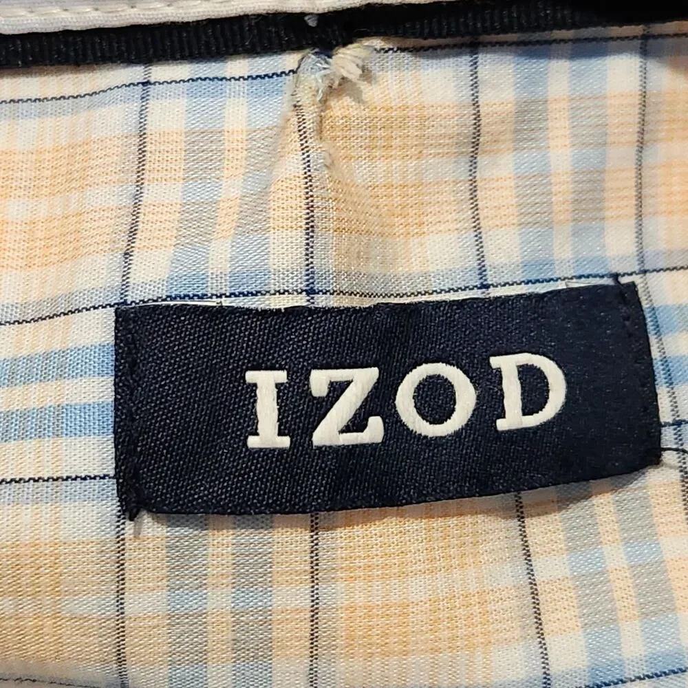 Izod Mens Shirt Size Large Plaid Button Down Stretch